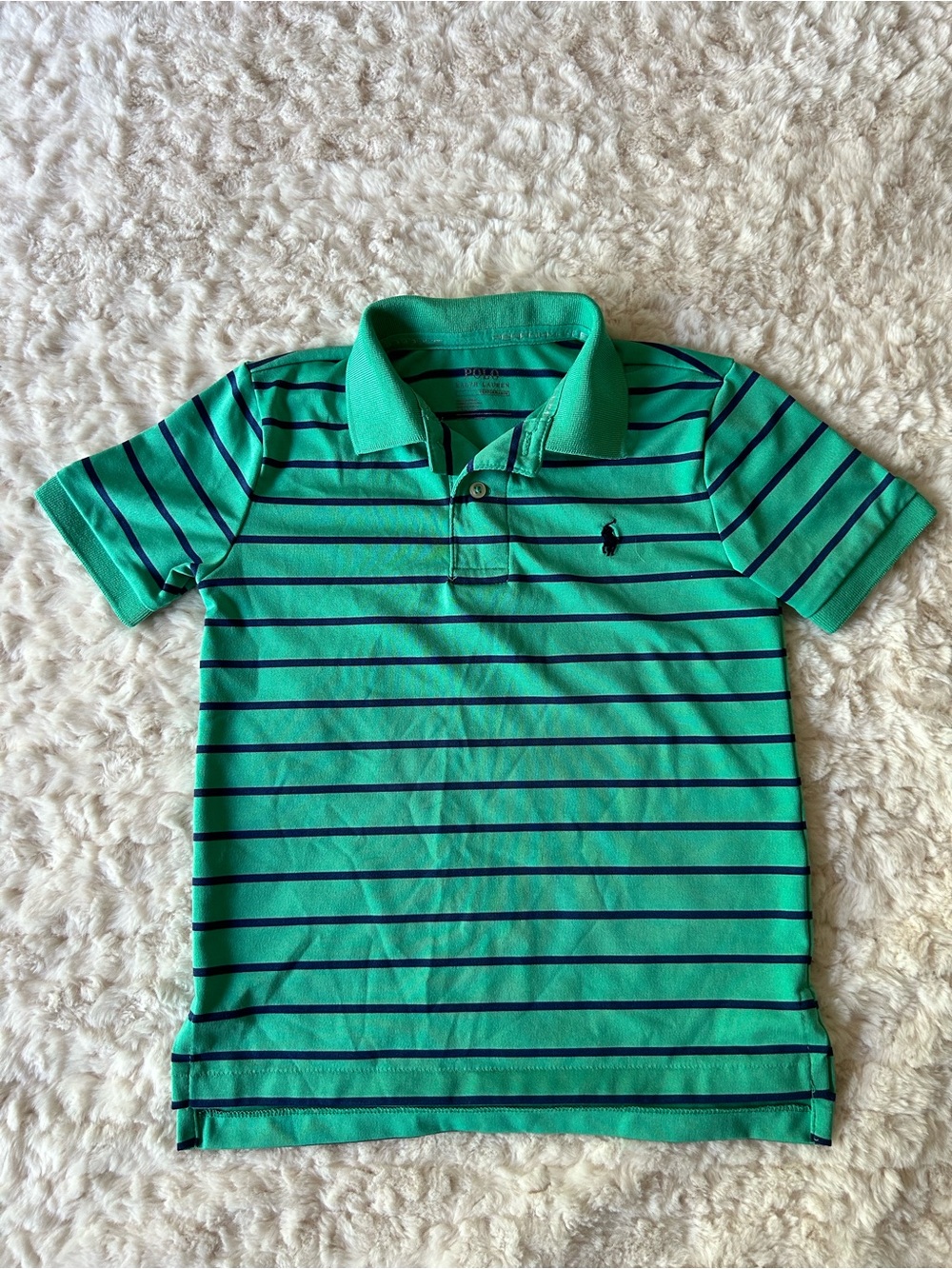Ralph Lauren Teal Polo with Navy Stripes for Kids